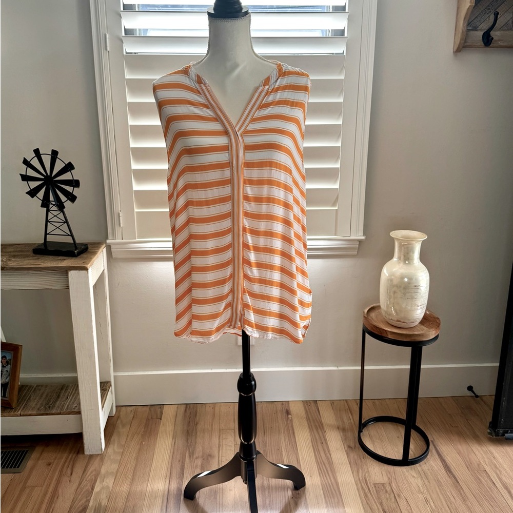 Stylus Striped Orange and White Women's Top